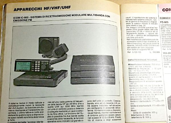 La radio Icom IC-900E sul catalogo Marcucci del 1988