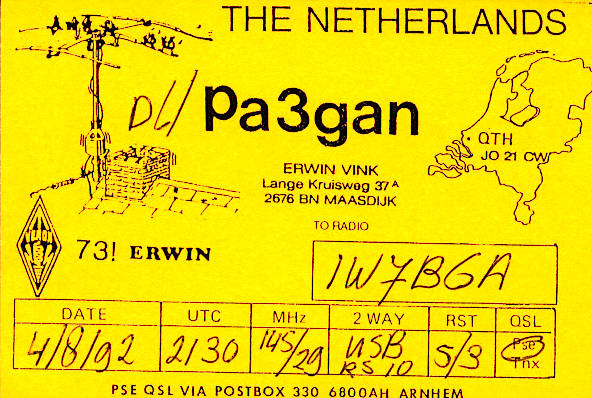 Alcune QSL di conferma di QSO via RS-10: PA3GAN Alcune QSL di conferma di QSO via RS-10: PA3GAN