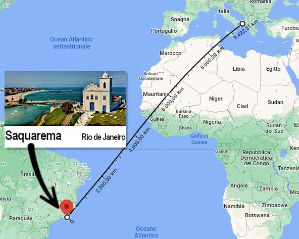 La posizione di Saquarema e la distanza del collegamento