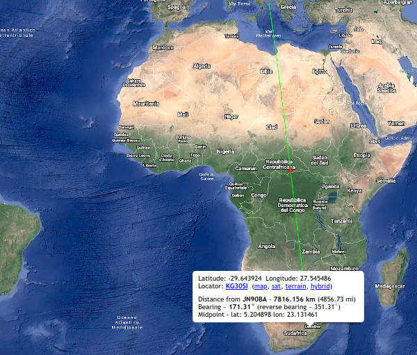 Posizione della spedizione 7P8RU nel continente Africano