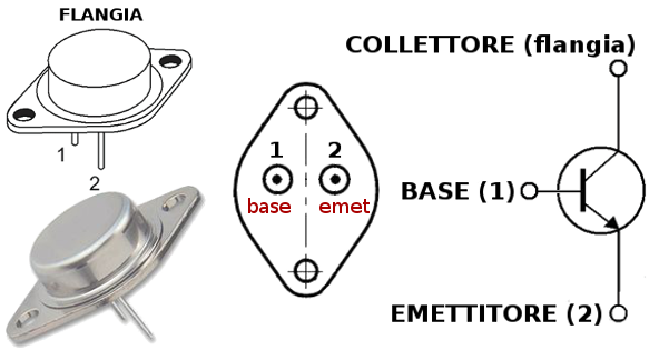 Pinout del transistor NPN 2N3055