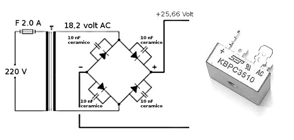 Schema finale del ponte con alcune piccole modifiche: ripreso dalla riparazione del Microset