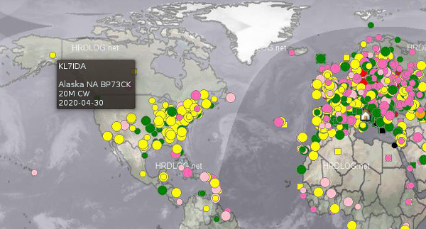 Il mio QSO con Alaska, sulla mappa QSO