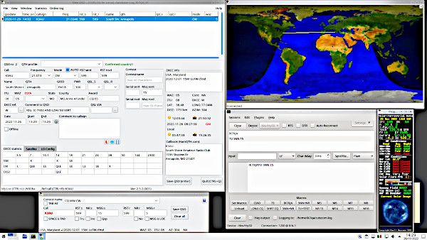 Il desktop del PC: CQRLog e Cutecom