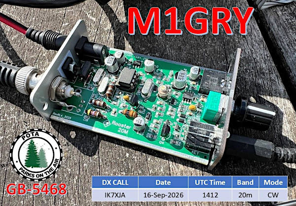 La QSL elettronica di Gary, M1GRY, con le condizioni minimali di trasmissione
