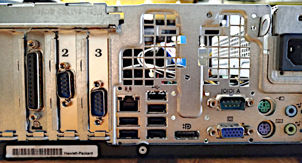 Il retro del PC HP Compaq 6200 Pro con le due nuove porte