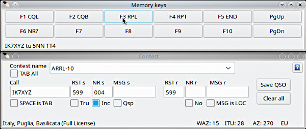 Le finestre contest e memory keys insieme e pronte ad essere usate
