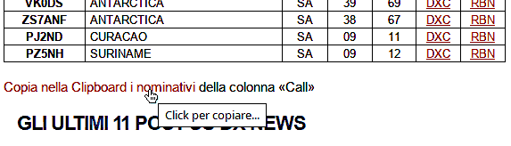 Un click sulla pagina di questo sito permette di copiare i call delle spedizioni