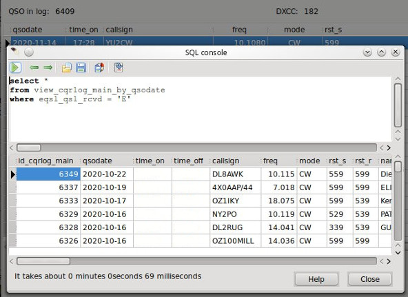 La SQL Console di CQRLog