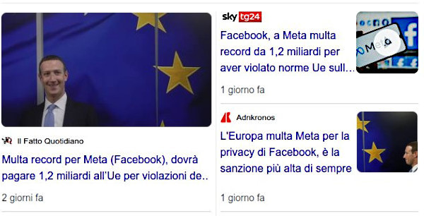 23/05/2023: Multa da 1.2 mliardi da Europa...