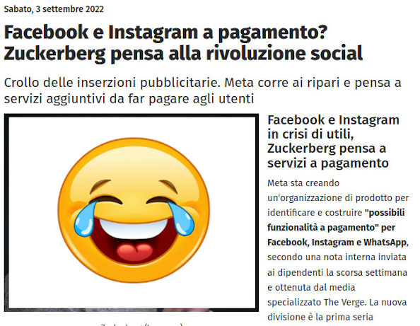 A settembre 2022, utili in picchiata per facebook