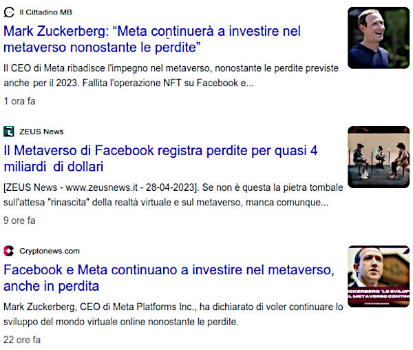 28/04/2023: investimenti sbagliati nel metaverso e facebook perde 4 miliardi di dollari