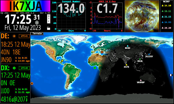 La completa videata di HamClock