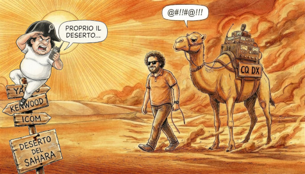 Questo sito sotto... il sole dell'estate salentina: IK7XJA cammina nel deserto, durante una tempesta di sabbia, seguito da un cammello con le radio in groppa