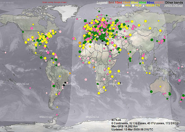 Mappa dei collegamenti DX Mappa dei collegamenti DX