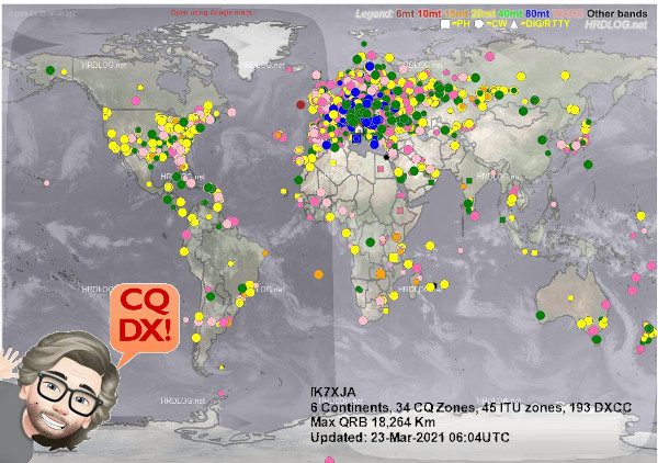 Mappa dei collegamenti DX Mappa dei collegamenti DX