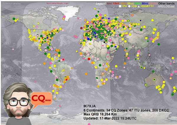 Mappa dei collegamenti DX Mappa dei collegamenti DX