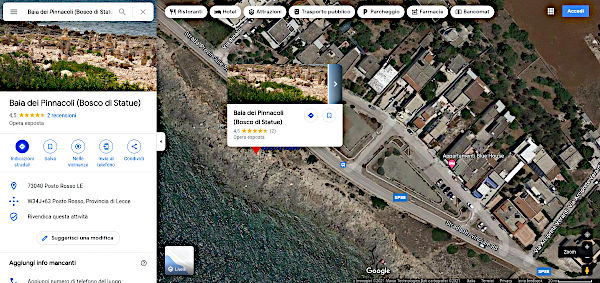 Baia dei Pinnacoli, su Maps di Google