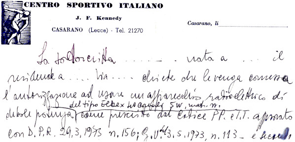 fac-simile della prima richiesta di concessione CB fac-simile della prima richiesta di concessione CB