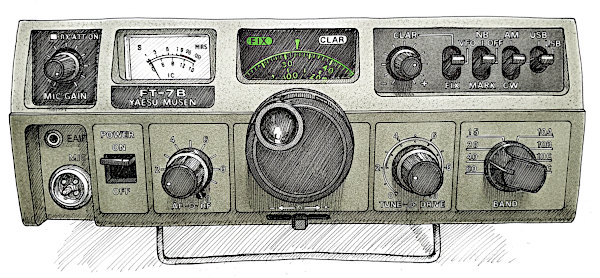 Yaesu FT-7b: disegno del frontalino della radio