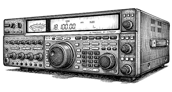 Icom IC-775: disegno a penna della radio