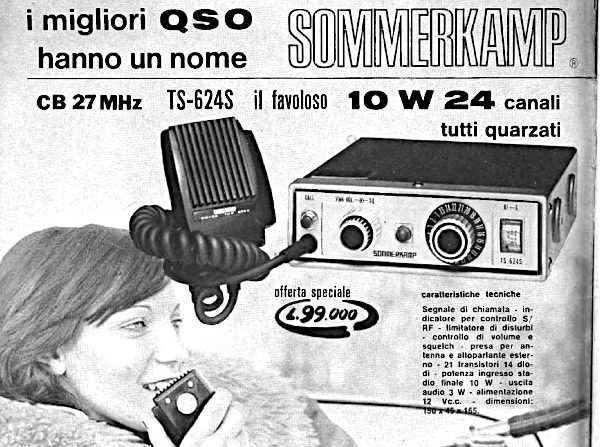 Pubblicita` del 1974 della Radio CB Sommerkamp TS-624S