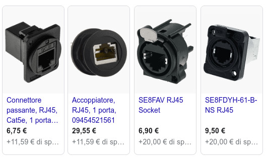 Connettore RJ-45 doppia femmina da una ricerca sul web Connettore RJ-45 doppia femmina da una ricerca sul web
