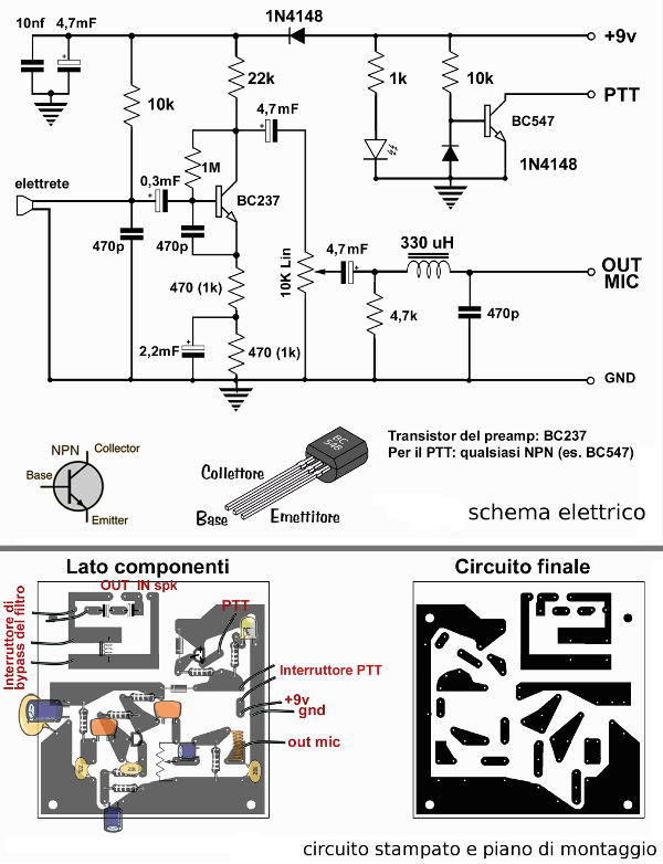 Schema elettrico microfono altoparlante