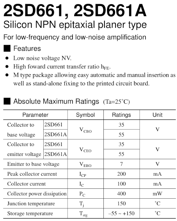 2SD661: datasheet del transistor 2SD661: datasheet del transistor