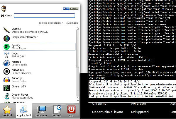Spotify Player nel gruppo programmi Multimedia di Linux Mint Spotify Player nel gruppo programmi Multimedia di Linux Mint