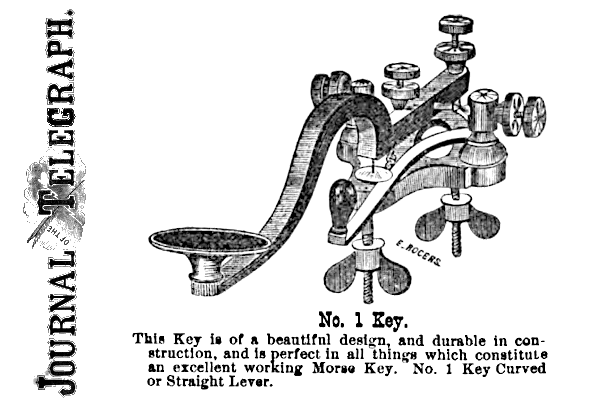 Un antico tasto telegrafico in una pubblicita` del 1875