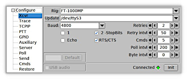 Le impostazioni di flrig per FT-1000MP