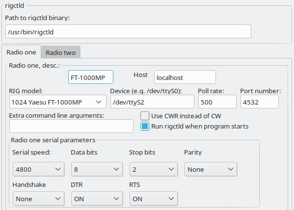 La finestra di configurazione di CQRLog
